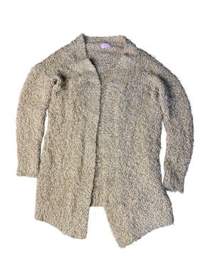 Pink Lily Popcorn Knit Oversized Cardigan in Oatmeal - Small